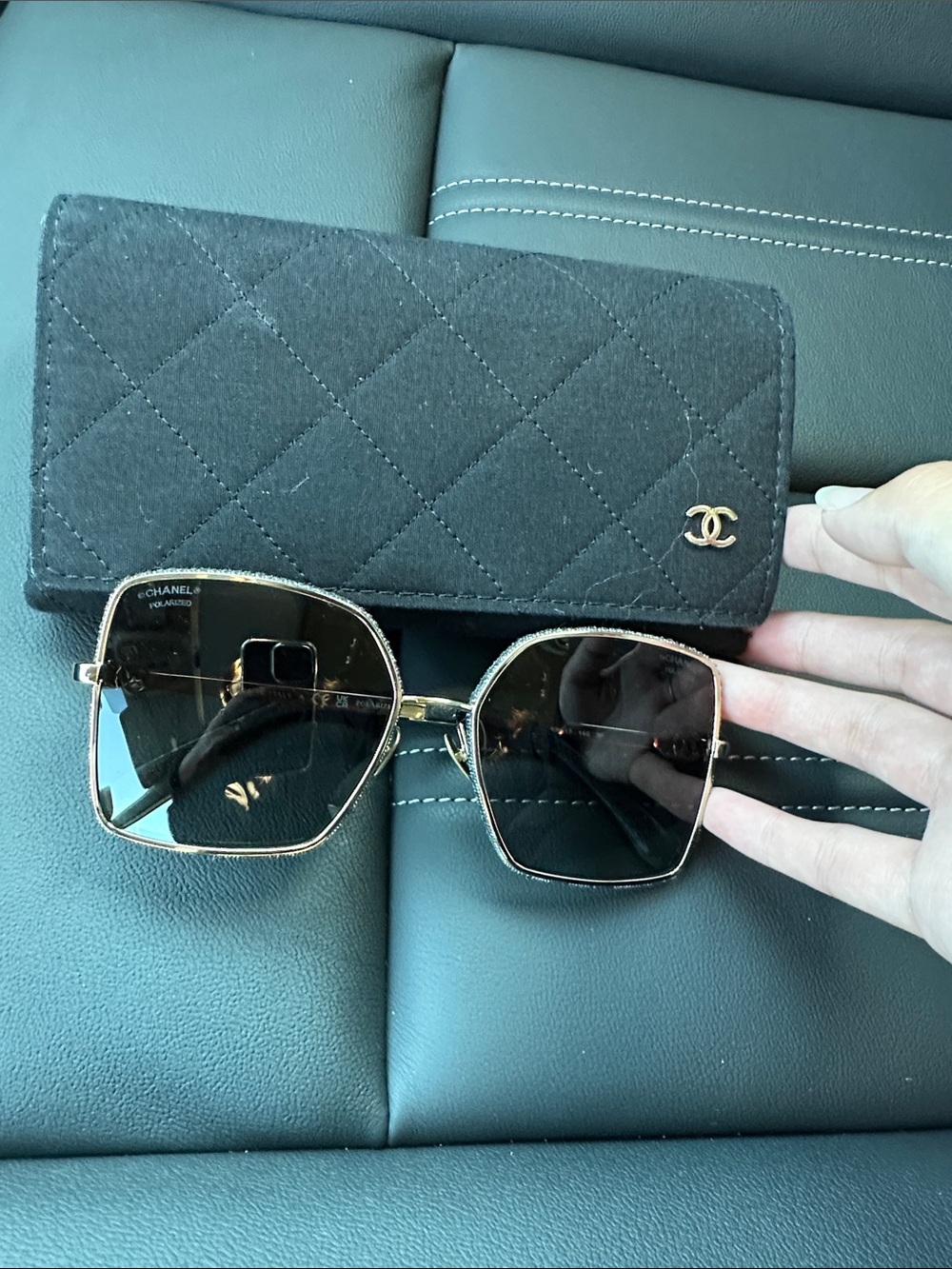 CHANEL Gold Frame Sunglasses with Black Gradient Lenses